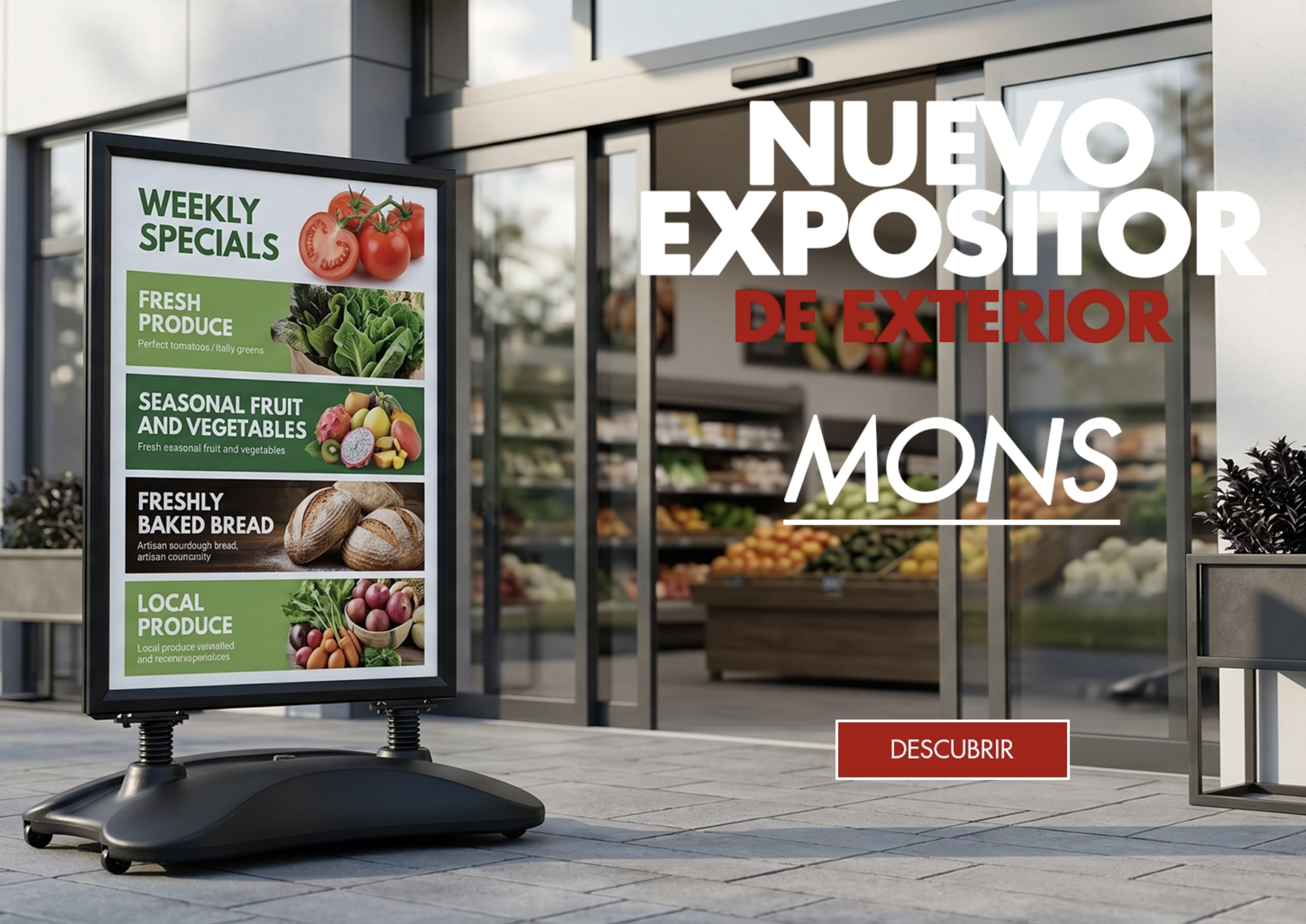 Tótem publicitario con base de agua para exterior